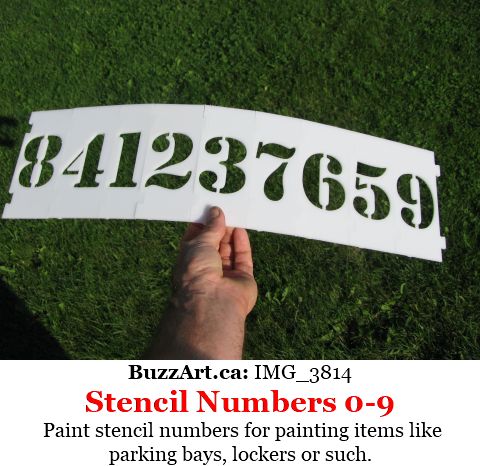 Paint stencil numbers for painting items like parking bays, lockers or such.